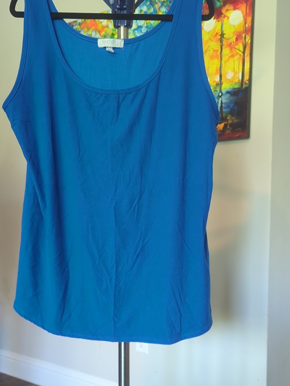 Planet Gold Teal Scoop Neck Tank #1